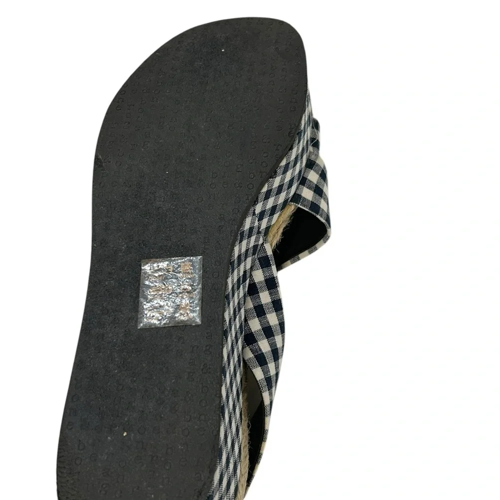 Rag & Bone Checkered Gingham Ankle Strap Megan Platform Sandals 7.5 Blue White